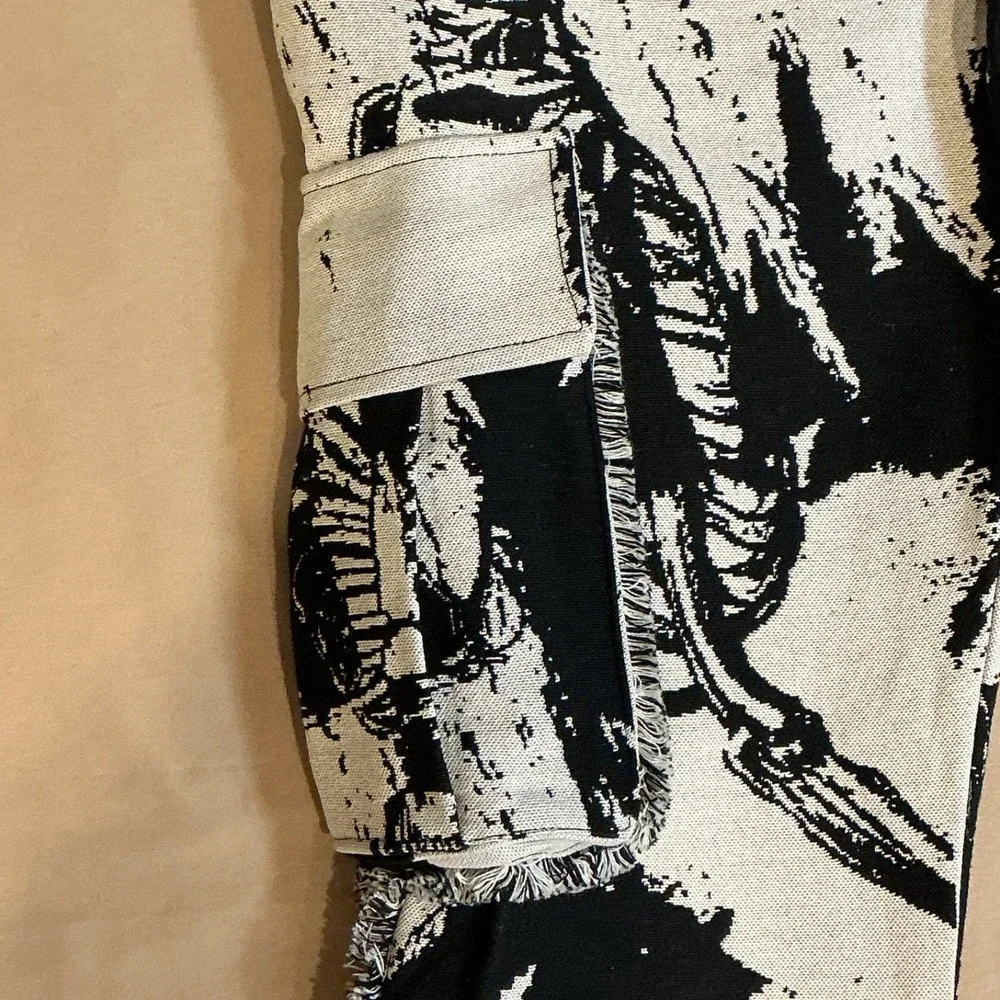 Rebel Vengeance‎ Skeleton Pants Mens 30x32 Graphic Cargo Goth Y2K Streetwear NEW